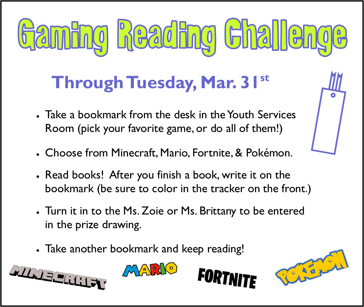 YS front page GAMING BOOKMARK reading challenge 2