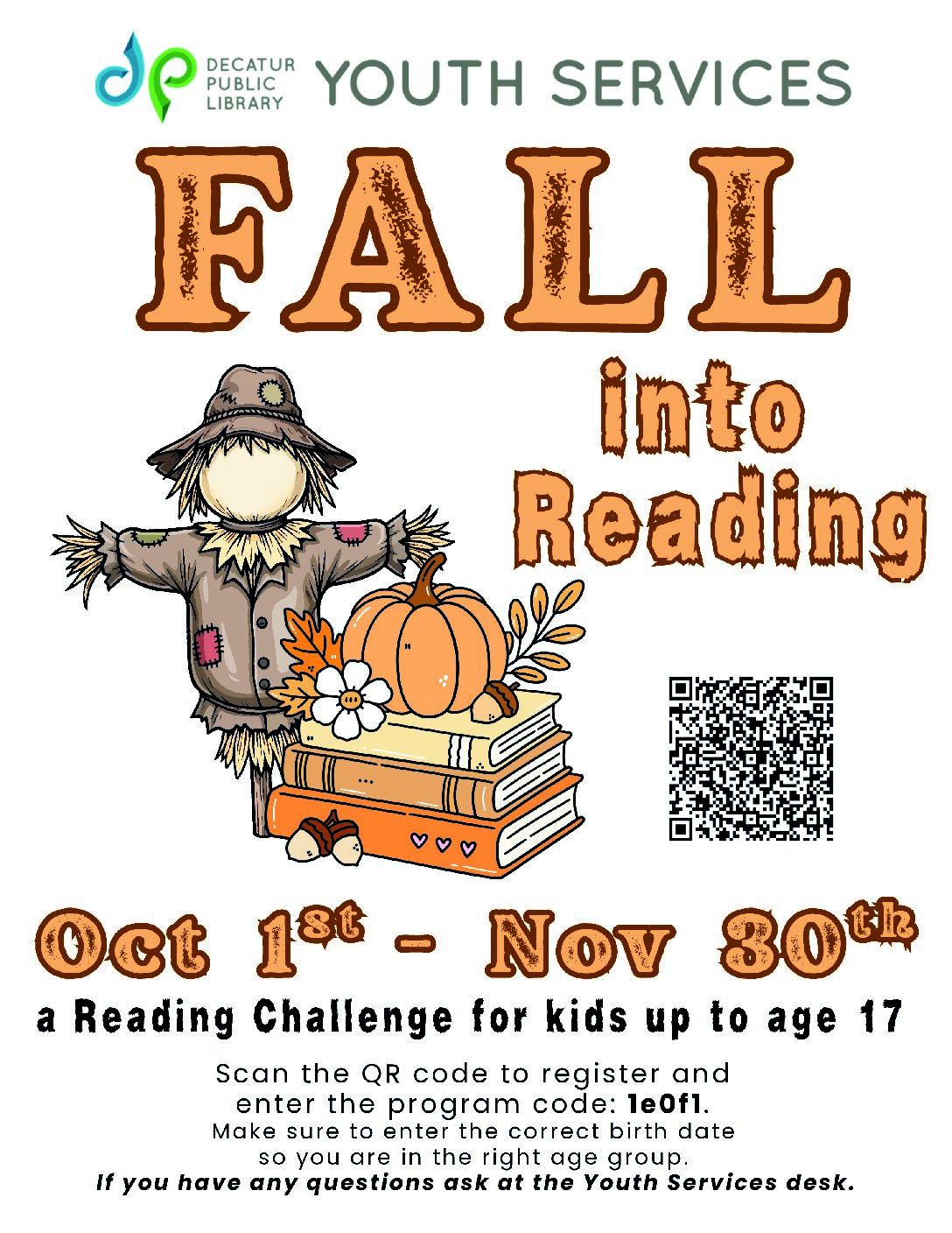 Decatur Public Library Summer Reads Kick-off - Friday, May 29th, 10:00AM - 2:00PM - Decatur Public Library's Youth Services Room. Kids up to age 15 can pick up a DPL Summer Reads goodie bag between 10am and 2pm (while supplies last).  The bag includes: A free book about dinosaurs; reading app and registration info; a summer calendar & prize information. 